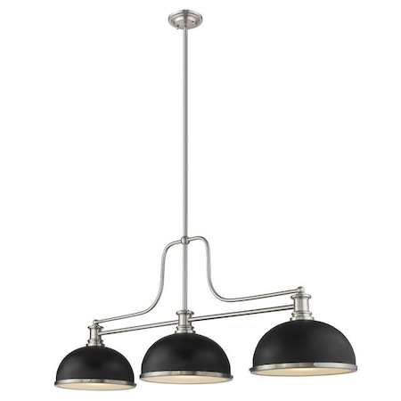 Z-Lite Melange 3 Light Chandelier, Brushed Nickel & Matte Black 725-3BN-D12MB+BN
